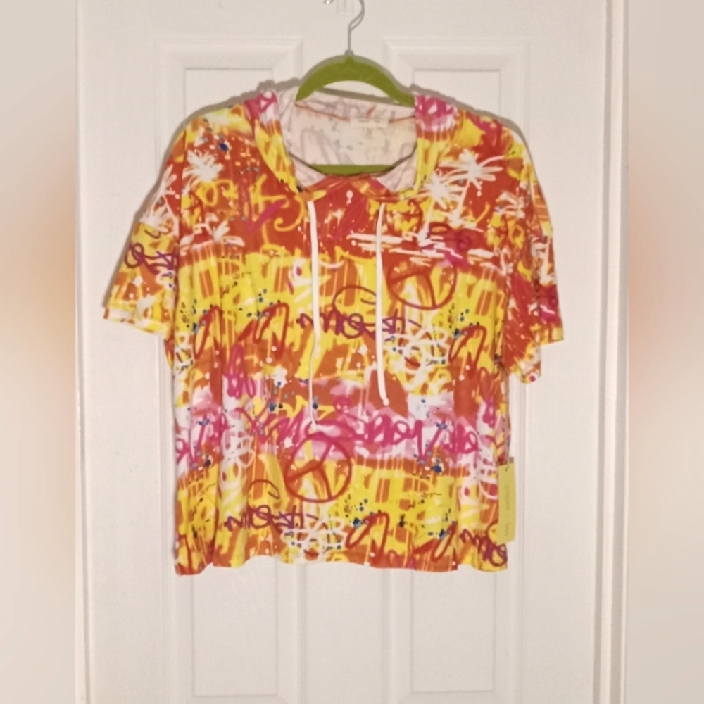 graffiti short sleeve t-shirt hoodie paper+tee Women's 2X